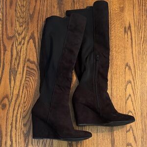 Over-the-Knee Wedge Suede Boots